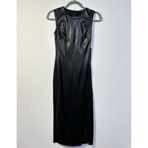 NWT $198 House of Harlow 1960 Black Vegan Leather Sleeveless Maxi XS